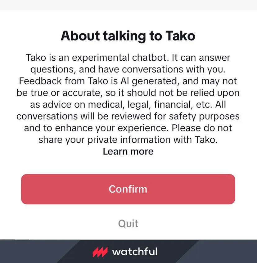 تيك توك تعمل على بوت الذكاء الاصطناعي الجديد باسم Tako