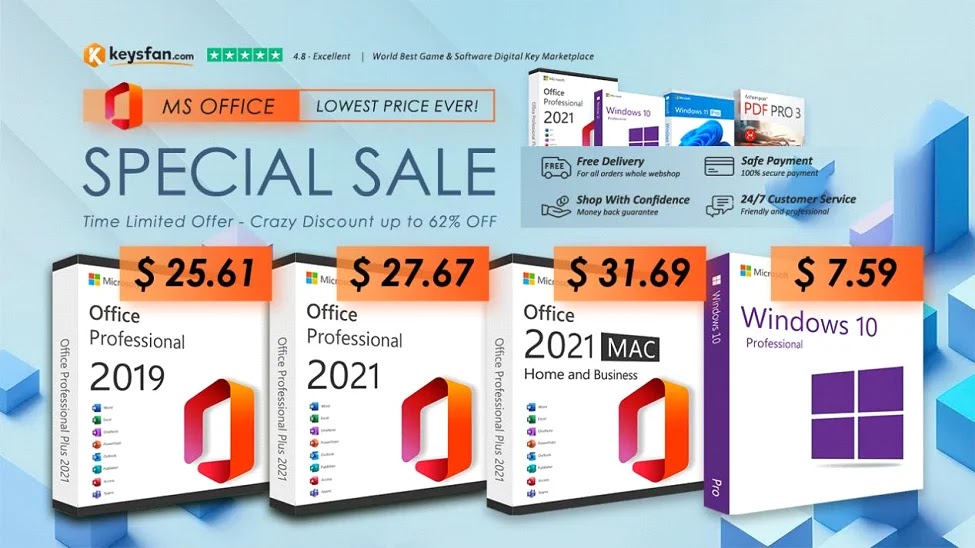 عروض Keysfan: تفعيل مدى الحياة لحزمة Office و نظام Windows
