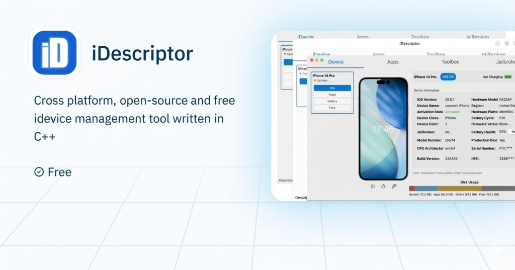 برنامج iDescriptor: الأداة المتكاملة للتحكم في أجهزة iOS